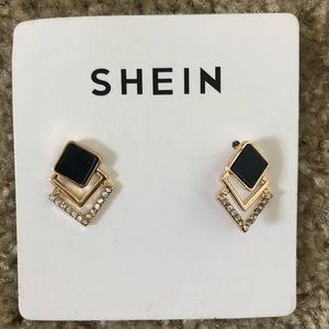 SHEIN black and gold stud earrings
